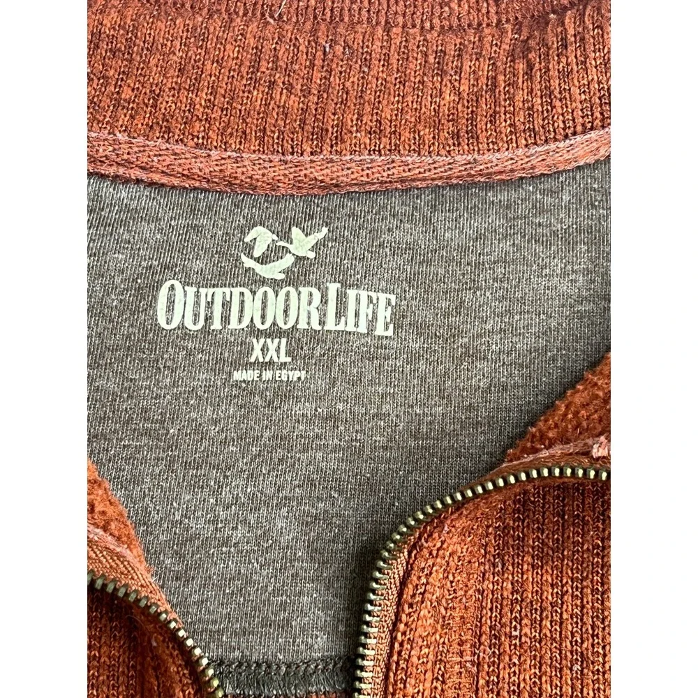 Outdoor Life Mens XXL‎ Pullover 1/4 Zip Sweater Fleece Knit Burnt Orange